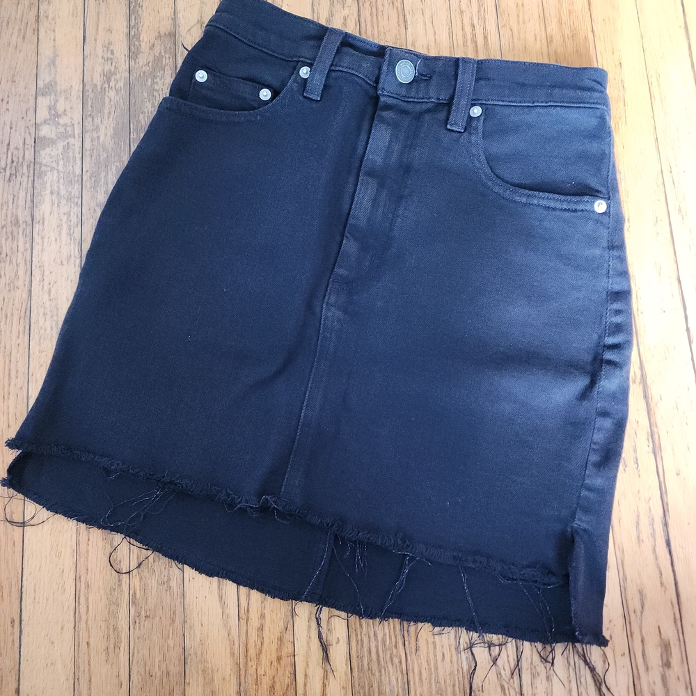 Wilfred Black Denim Mini Skirt